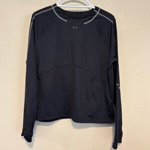 Under Armour UA Black Train Cold Weather Crew Long Sleeve Fitted Shirt Large
